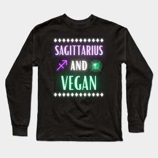 Sagittarius and Vegan Retro Style Neon Long Sleeve T-Shirt